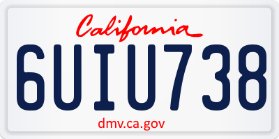 CA license plate 6UIU738