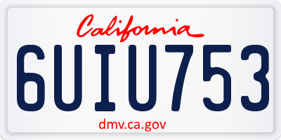 CA license plate 6UIU753