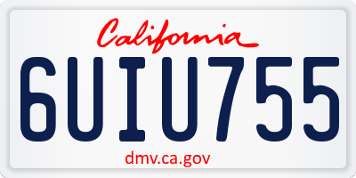 CA license plate 6UIU755