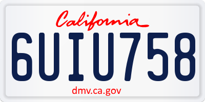 CA license plate 6UIU758