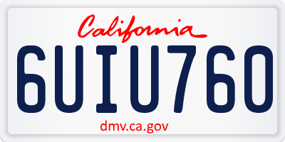 CA license plate 6UIU760