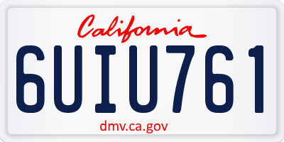 CA license plate 6UIU761