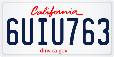CA license plate 6UIU763