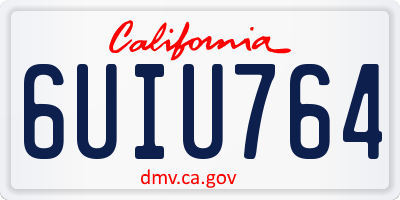 CA license plate 6UIU764