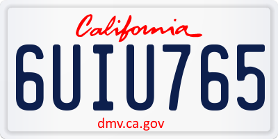 CA license plate 6UIU765
