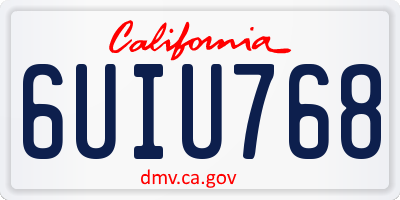 CA license plate 6UIU768