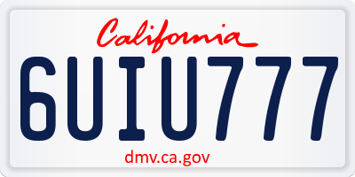 CA license plate 6UIU777