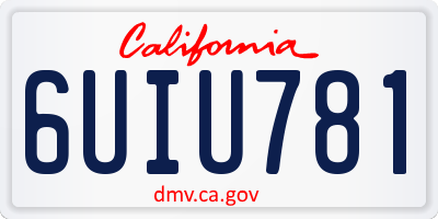 CA license plate 6UIU781