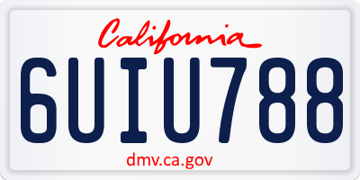 CA license plate 6UIU788