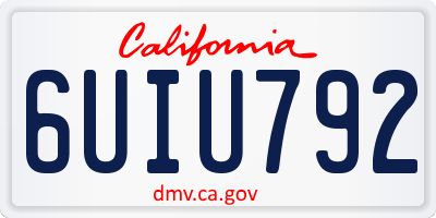 CA license plate 6UIU792