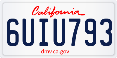 CA license plate 6UIU793