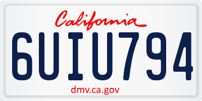 CA license plate 6UIU794