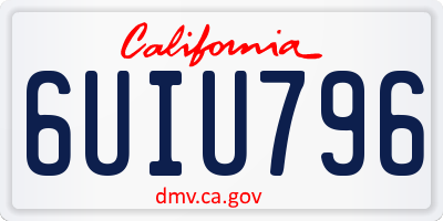 CA license plate 6UIU796