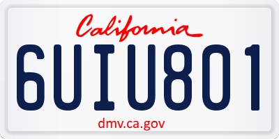 CA license plate 6UIU801