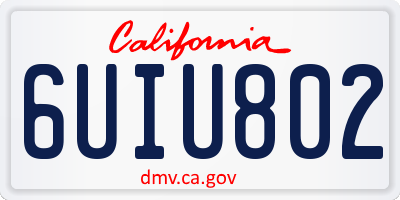 CA license plate 6UIU802