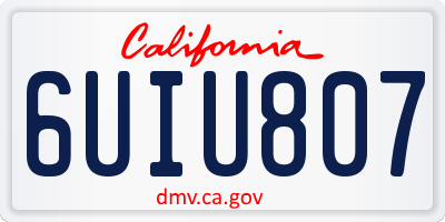 CA license plate 6UIU807