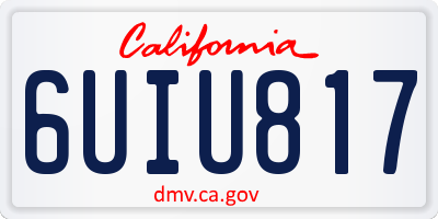 CA license plate 6UIU817