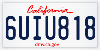 CA license plate 6UIU818