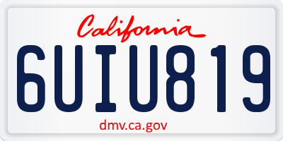 CA license plate 6UIU819