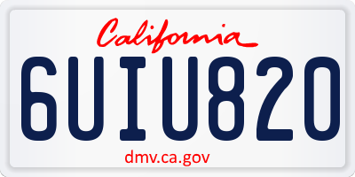 CA license plate 6UIU820