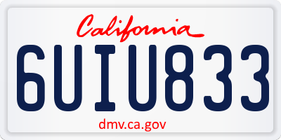 CA license plate 6UIU833