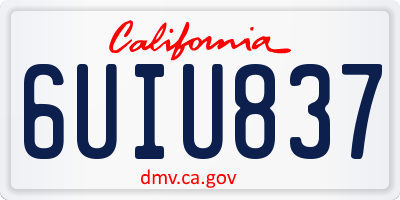 CA license plate 6UIU837