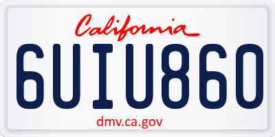 CA license plate 6UIU860