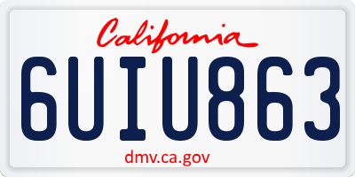 CA license plate 6UIU863