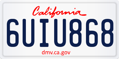 CA license plate 6UIU868