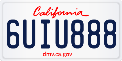 CA license plate 6UIU888