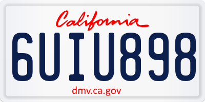 CA license plate 6UIU898