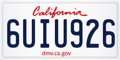 CA license plate 6UIU926