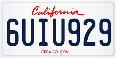 CA license plate 6UIU929