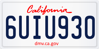 CA license plate 6UIU930