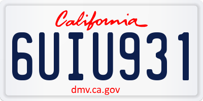 CA license plate 6UIU931