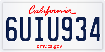 CA license plate 6UIU934