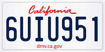 CA license plate 6UIU951