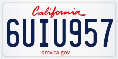 CA license plate 6UIU957