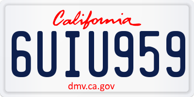 CA license plate 6UIU959
