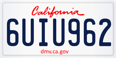 CA license plate 6UIU962
