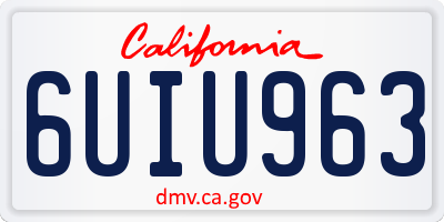 CA license plate 6UIU963
