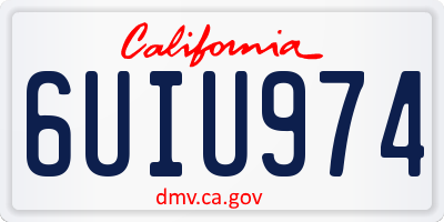 CA license plate 6UIU974