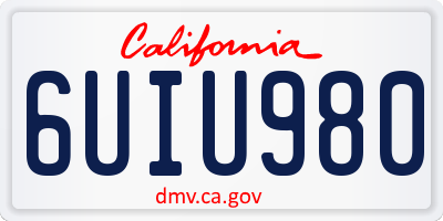 CA license plate 6UIU980