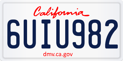 CA license plate 6UIU982
