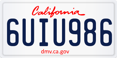 CA license plate 6UIU986
