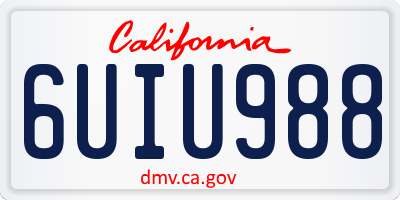 CA license plate 6UIU988