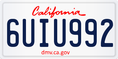 CA license plate 6UIU992