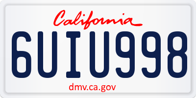 CA license plate 6UIU998