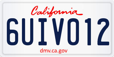 CA license plate 6UIV012