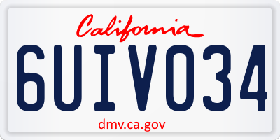 CA license plate 6UIV034
